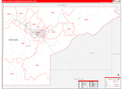 Grand Junction Metro Area Wall Map Red Line Style 2026